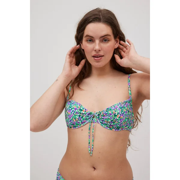 Haut de maillot de bain balconnet sans rembourrage imprimé micropiqué bonnet C