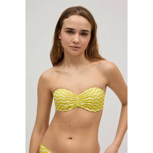 Haut de maillot de bain bandeau push-up vagues lime