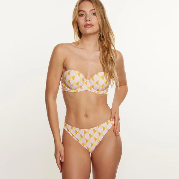 Haut de maillot de bain bandeau rose Seventies