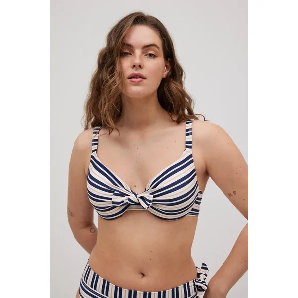 Haut de maillot de bain bretelles larges rayé marine bonnet C