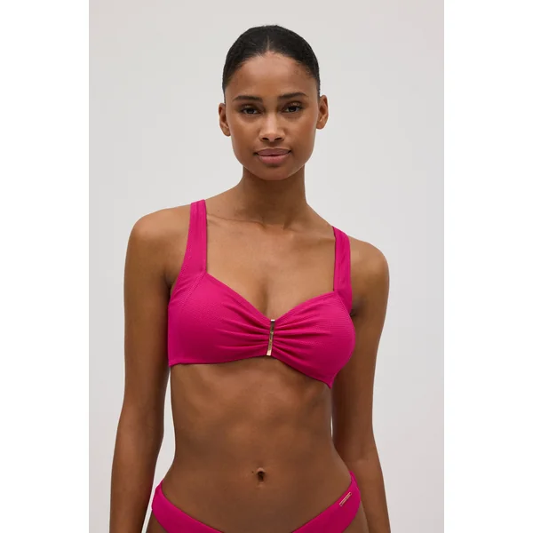Haut de maillot de bain bretelles multipositions piqué fuchsia