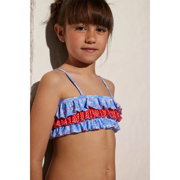 Haut de maillot de bain fille à volants et culotte imprimée