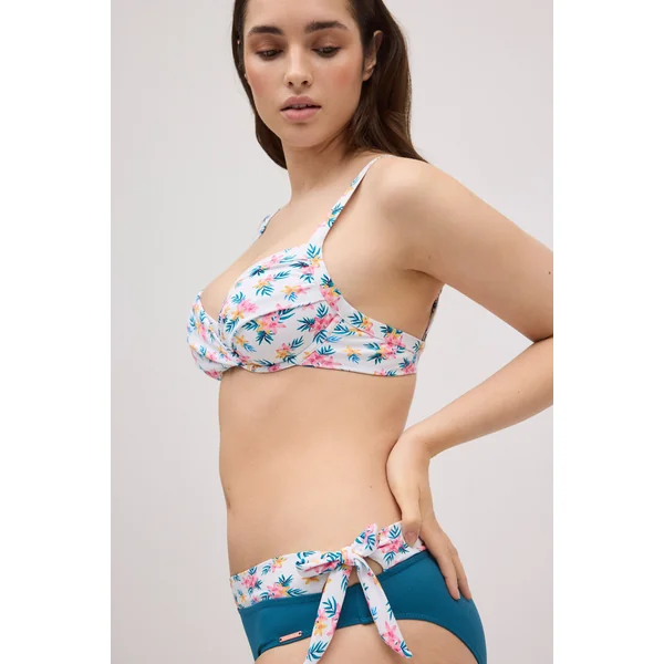 Haut de maillot de bain réducteur fleurs micropiqué bonnet C