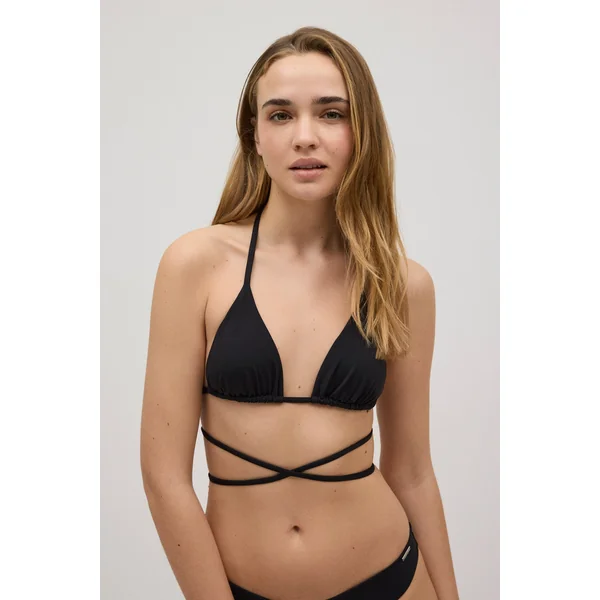 Haut de maillot de bain triangle noir noué au corps