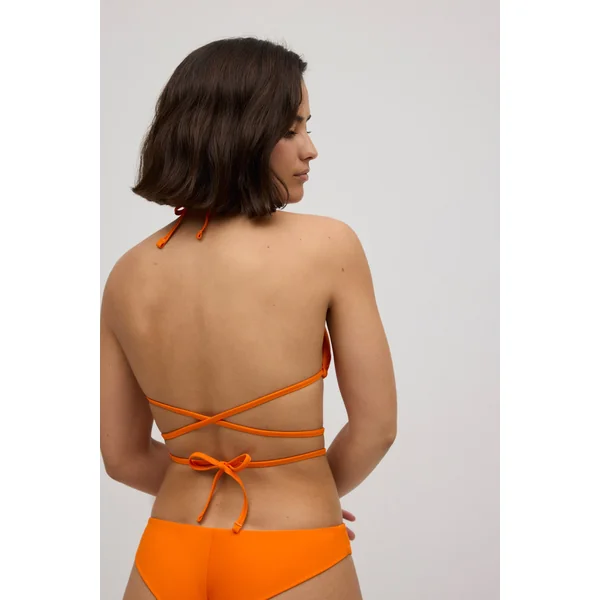 Haut de maillot de bain triangle noué orange