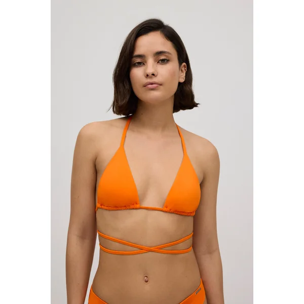 Haut de maillot de bain triangle noué orange
