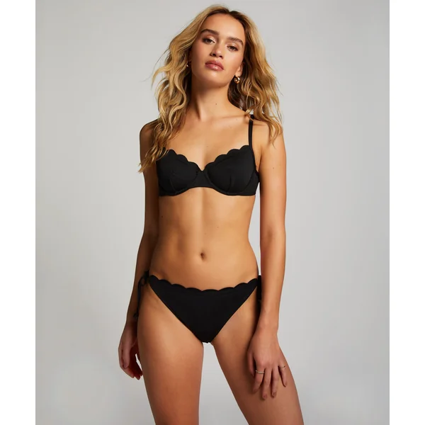 Haut de maillot de bain à armatures non préformé festonné - Noir