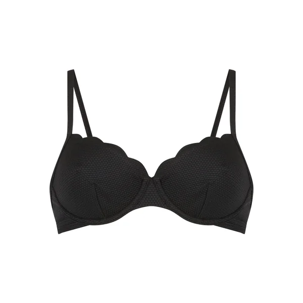 Haut de maillot de bain à armatures non préformé festonné - Noir