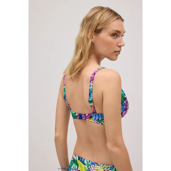 Haut de maillot de bain à larges bretelles imprimé tropical bonnet C