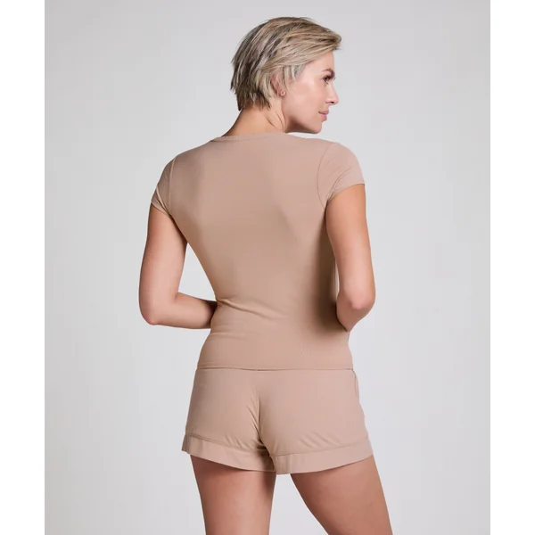 Haut de pyjama côtelé Essential - Beige