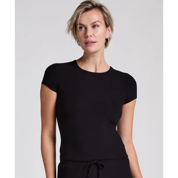 Haut de pyjama côtelé Essential - Noir