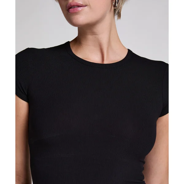 Haut de pyjama côtelé Essential - Noir