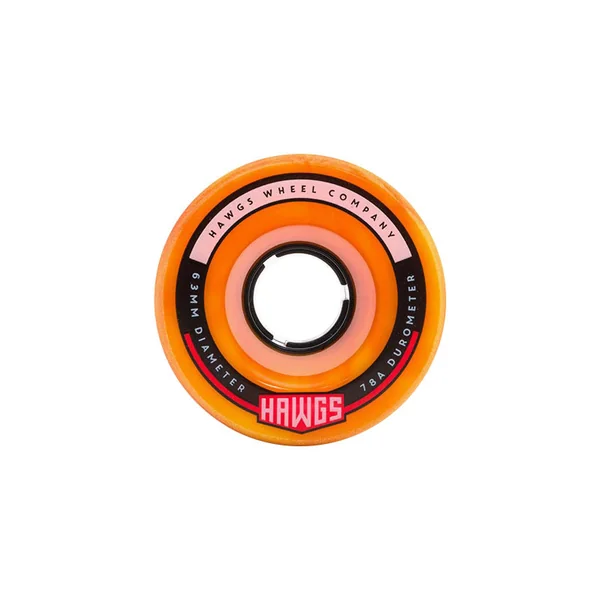 HAWGS WHEELS (JEU DE 4) 63MM FATTY 78A ORANGE YELLOW