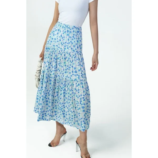 Jupe Longue Fleurie Bohème Bleu