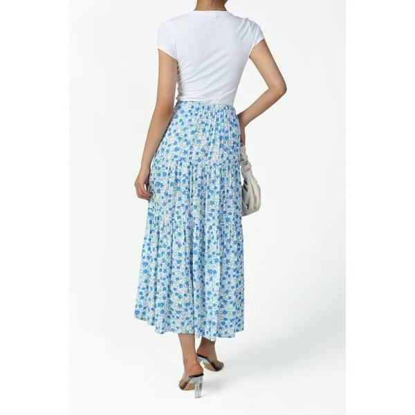 Jupe Longue Fleurie Bohème Bleu