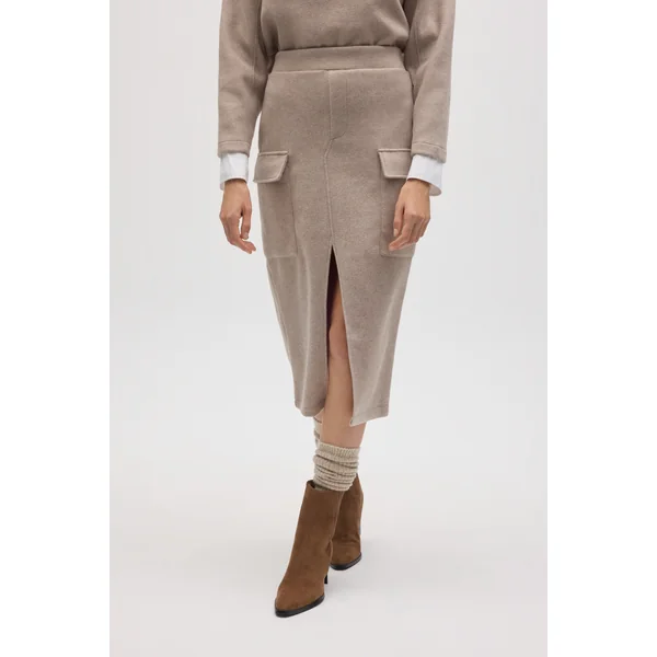 Jupe midi style cargo marron chaud