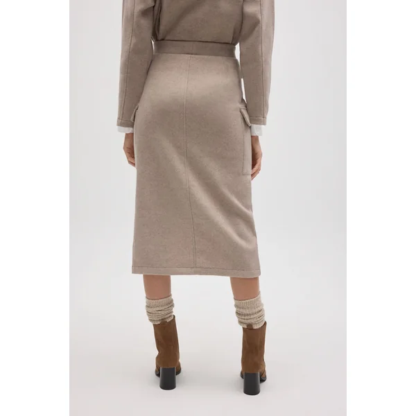 Jupe midi style cargo marron chaud