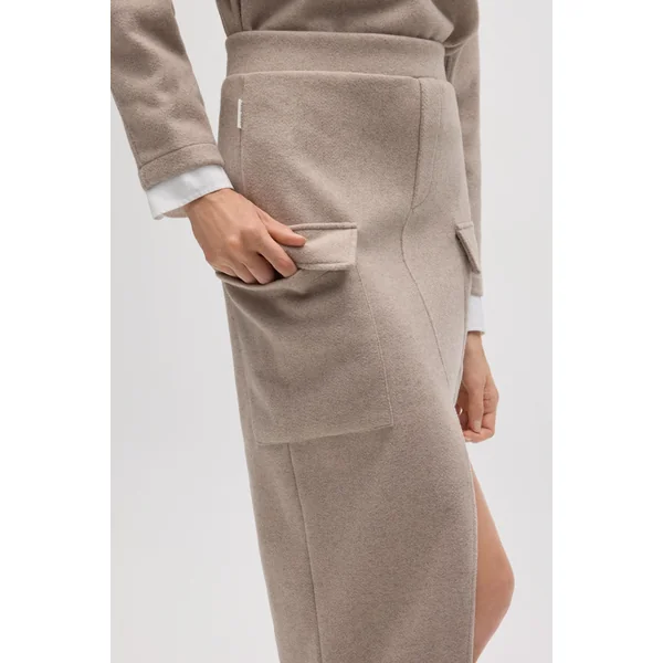 Jupe midi style cargo marron chaud
