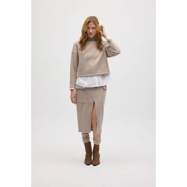 Jupe midi style cargo marron chaud