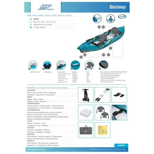 Kayak gonflable 2 places Waypoint Elite X2 382 cm
