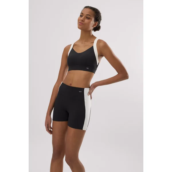 Legging de sport court noir effet push-up avec bande contrastante