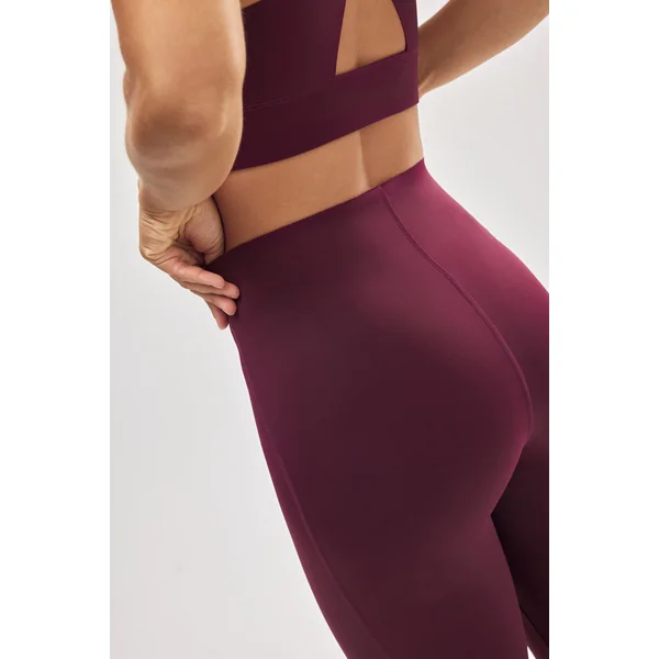 Legging de sport long de compression avec un ventre plat et bordeaux