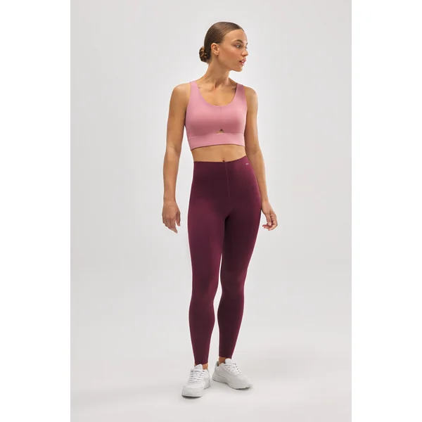 Legging de sport long de compression avec un ventre plat et bordeaux