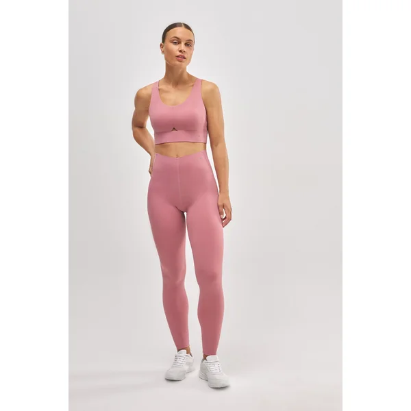 Legging de sport long à compression ventre plat en rose