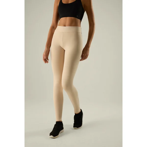 Legging de sport thermique intérieur peluche beige