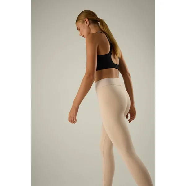 Legging de sport thermique intérieur peluche beige