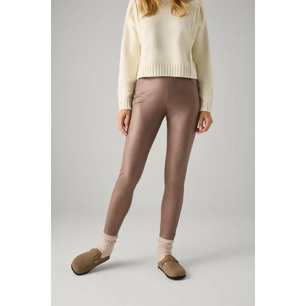 Legging marron effet métallisé