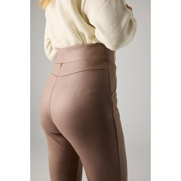 Legging marron effet métallisé