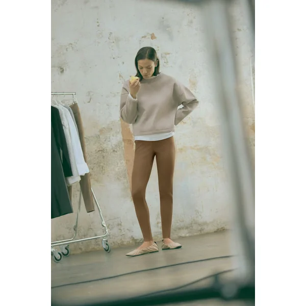 Legging marron effet métallisé