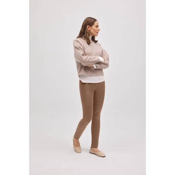 Legging marron effet métallisé
