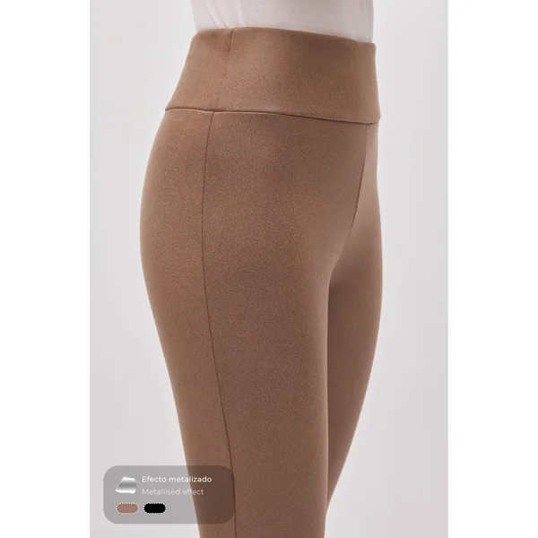 Legging marron effet métallisé