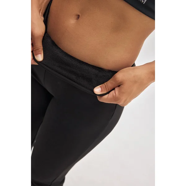 Legging évasé thermique en polaire noire style sport