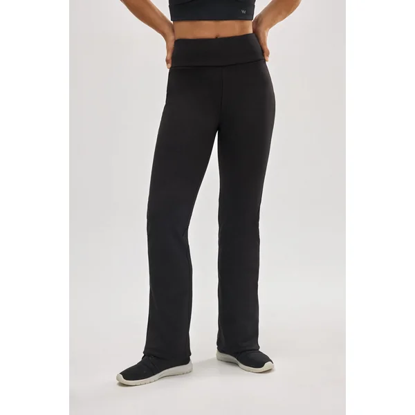 Legging évasé thermique en polaire noire style sport
