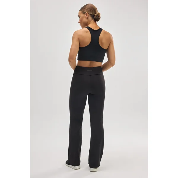 Legging évasé thermique en polaire noire style sport