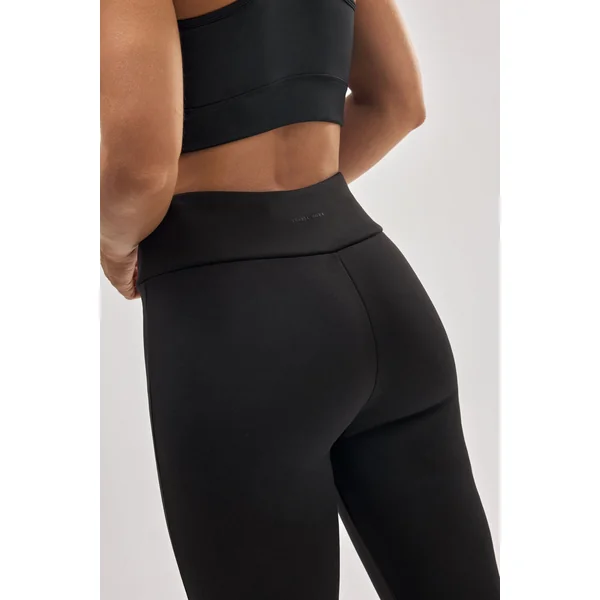Legging évasé thermique en polaire noire style sport