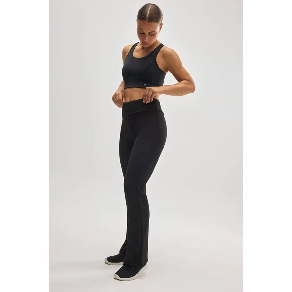Legging évasé thermique en polaire noire style sport