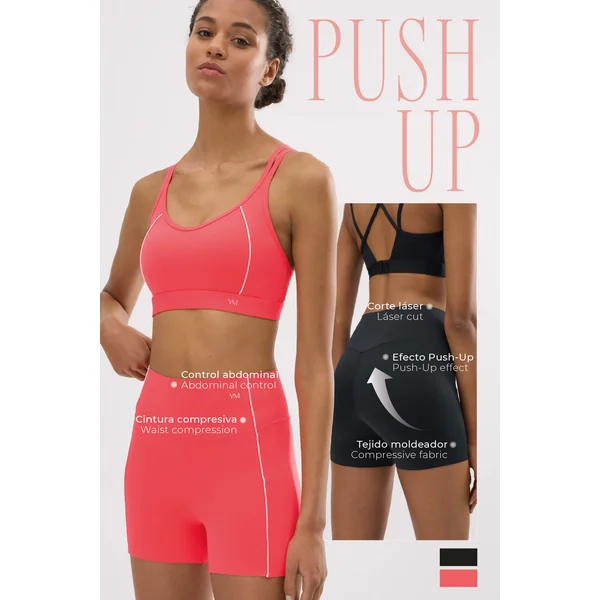 Leggings de sport compressifs courts à effet push-up, noirs