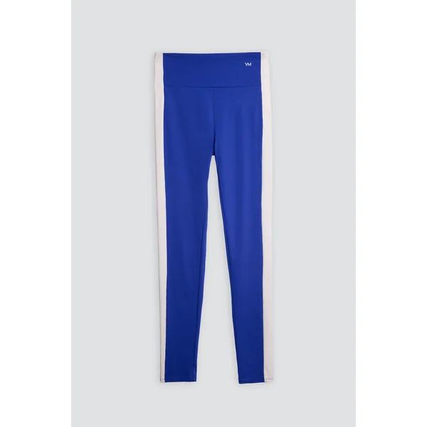 Leggings de sport longs bleus à effet push-up avec bande contrastante