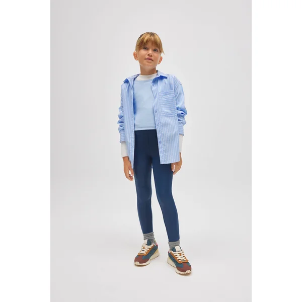 Leggings thermiques effet cuir bleu marine pour fille