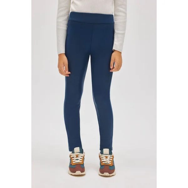 Leggings thermiques effet cuir bleu marine pour fille