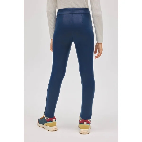 Leggings thermiques effet cuir bleu marine pour fille
