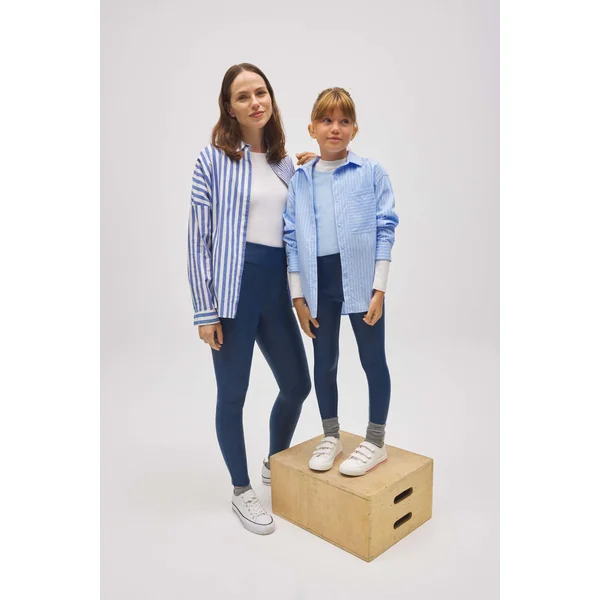 Leggings thermiques effet cuir bleu marine pour fille