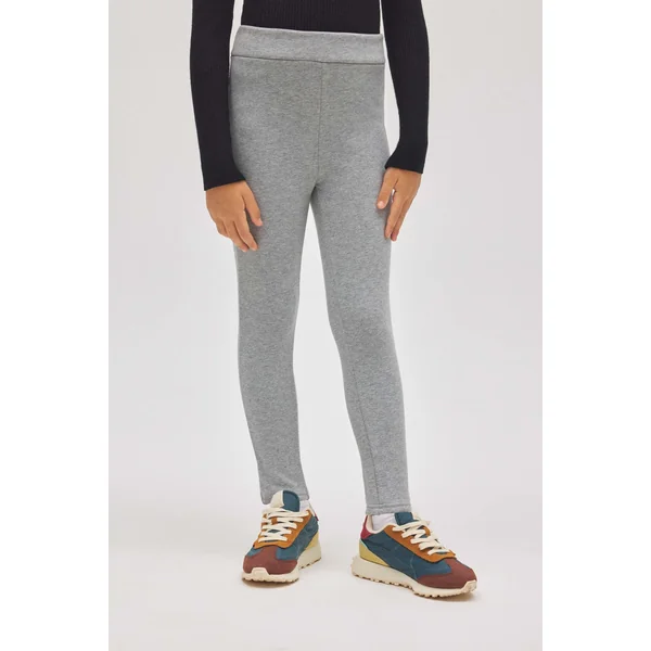 Leggings thermiques pour fille en polaire grise