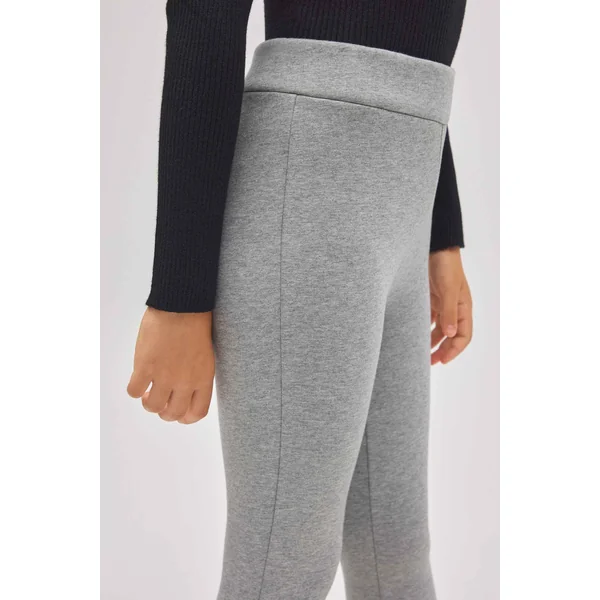Leggings thermiques pour fille en polaire grise