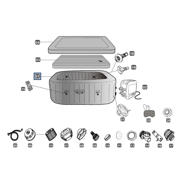 Liner pour Lay-Z Spa gonflable San Francisco MaxHold EnergySense HydroJet Pro - 230 x 230 x 71 cm