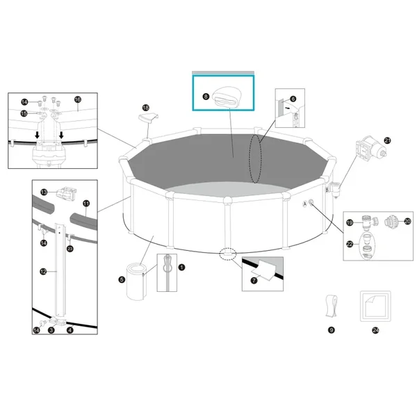 Liner pour piscine ronde Hydrium - 5,49 m x 1,32 m